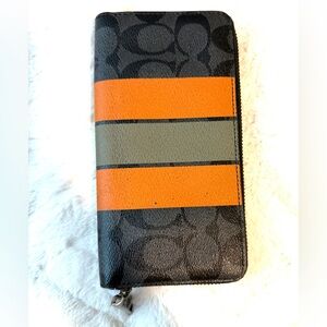 Coach Black and Orange Stripe Wallet
